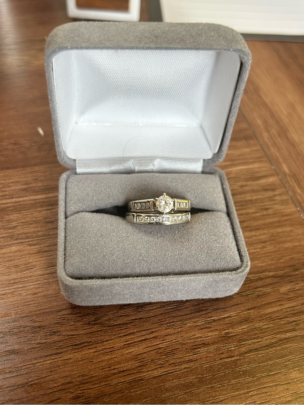 14k White Gold 1 Kt Diamond Ring With 05 Kt Band